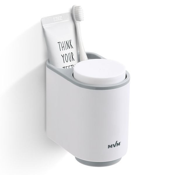 Тримачі для зубних щіток зі стаканами клейкий МВМ BP-20 WHITE/GRAY BP-20 фото