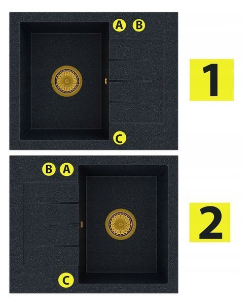 Кухонная мойка GRANITAN MILANO BLACK GOLD чорная с золотым вкраплением * MILANO GOLD фото