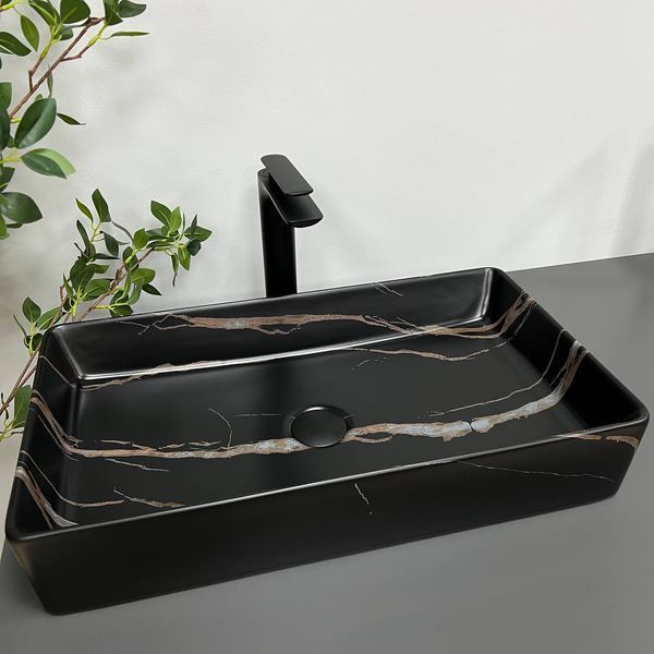 Умывальник (раковина) VBI TRIEST BLACK STONE MATT накладной VBI-012703 VBI-012703 фото