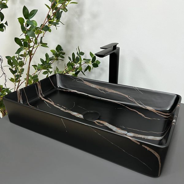 Умывальник (раковина) VBI TRIEST BLACK STONE MATT накладной VBI-012703 VBI-012703 фото