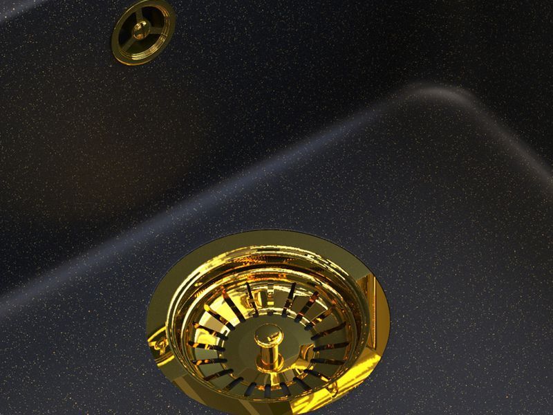 Кухонная мойка GRANITAN MILANO BLACK GOLD чорная с золотым вкраплением * MILANO GOLD фото