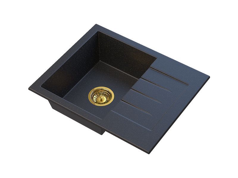 Кухонная мойка GRANITAN MILANO BLACK GOLD чорная с золотым вкраплением * MILANO GOLD фото