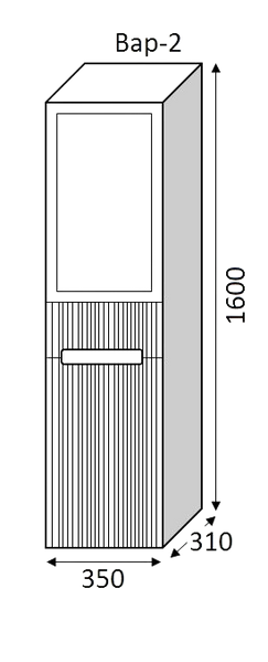 Пенал MARSAN MODESTE NEW Вариант №2 белый GLASS Деко 3 правый/левый (с корзиной) MODESTE-NEW-V2SGD3c-P160W фото