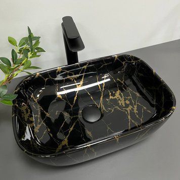 Умивальник (раковина) VBI RAVENNA MARBLE BLACK GLOSSY накладний VBI-011207 VBI-011207 фото