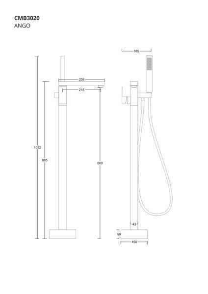 Смеситель для ванны CORSAN ANGO CHROME хром напольный CMB3020CH CMB3020CH фото
