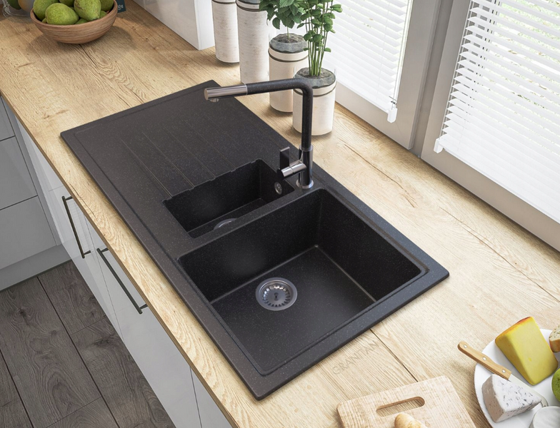 Смеситель для кухни GRANITAN LINEA BLACK+ пятнистый * LINEA-GR фото