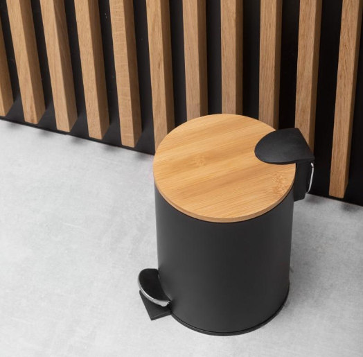 Корзина для мусора YOKA VINI BLACK BAMBOO 3л. для ванной комнаты * CH.VINI-BLK фото