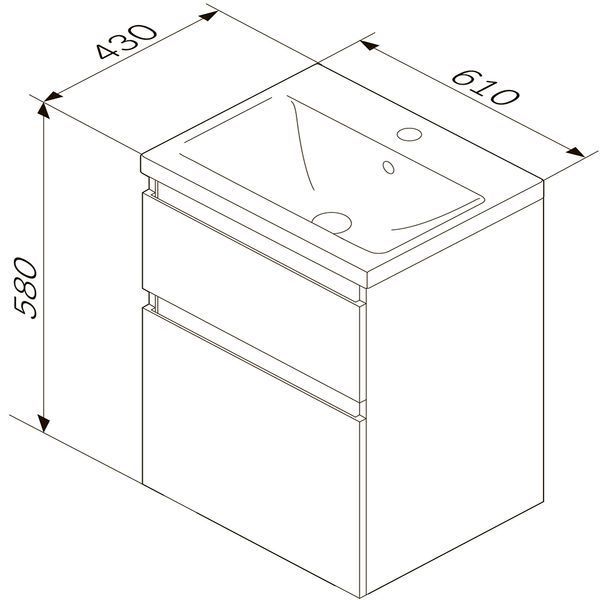 Тумба с раковиной, подвесная, 60 см AM.PM M93A-FHX0602-WC0602WG38 Hit M93A-FHX0602-WC0602WG38 фото