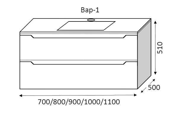 Тумба MARSAN MARTIN NEW 700 Варіант №1 + Раковина R25 акрилова КВАДРО 700 MARTIN-NEW-TUS700 фото