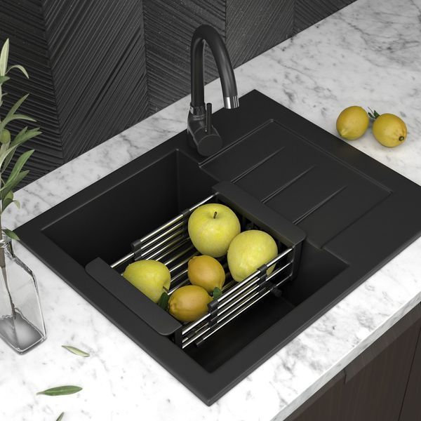 Корзинка для кухонной мойки GRANITAN раздвижная хром * OT-BL фото
