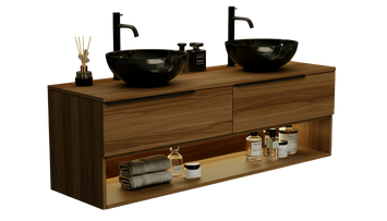 Тумба MARSAN CHESTER WOOD 1200 Вариант 9 + Столешница WOOD 1200 под настольный умывальник CHESTERWOOD-TU1200-V9STW фото